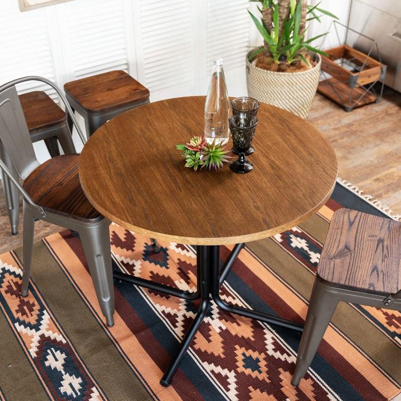 テーブル ダイニングテーブル 食卓 カウンターテーブル カフェ 丸形 直径80cm 木製 机 アイアン ブラウン ラウンド 2人掛 2人用 天然木 インテリア 91359 | ブランド登録なし | 07