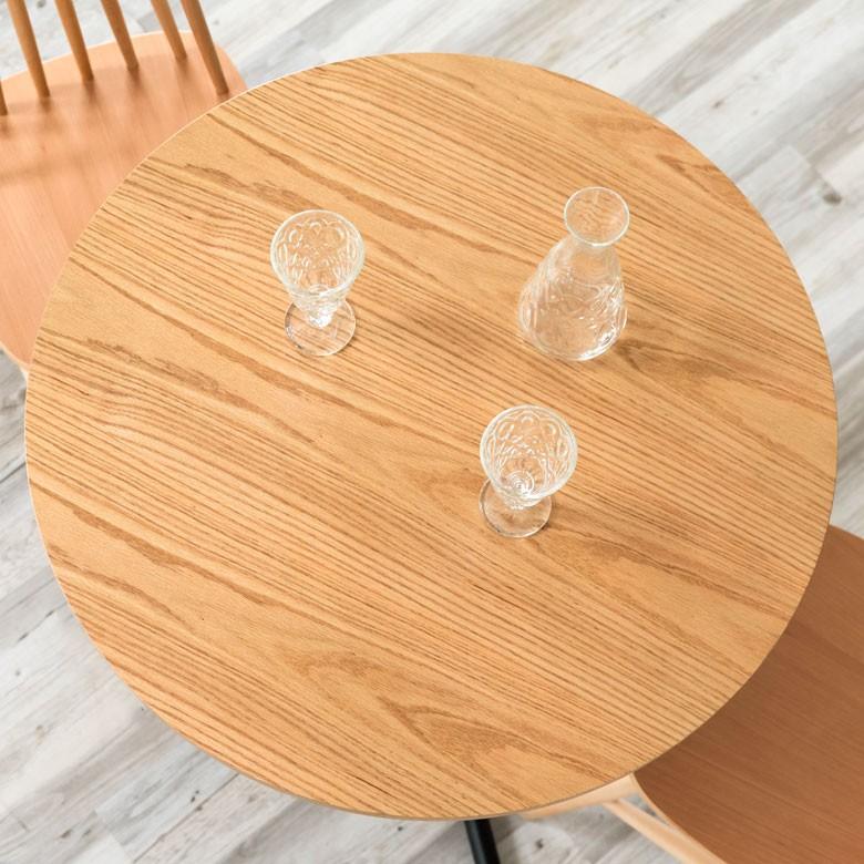 テーブル ダイニングテーブル 食卓 カウンターテーブル カフェ 円形 直径80cm 木製 机 アイアン ナチュラル ラウンド 2人掛 2人用 天然木 インテリア 91360｜elements｜03