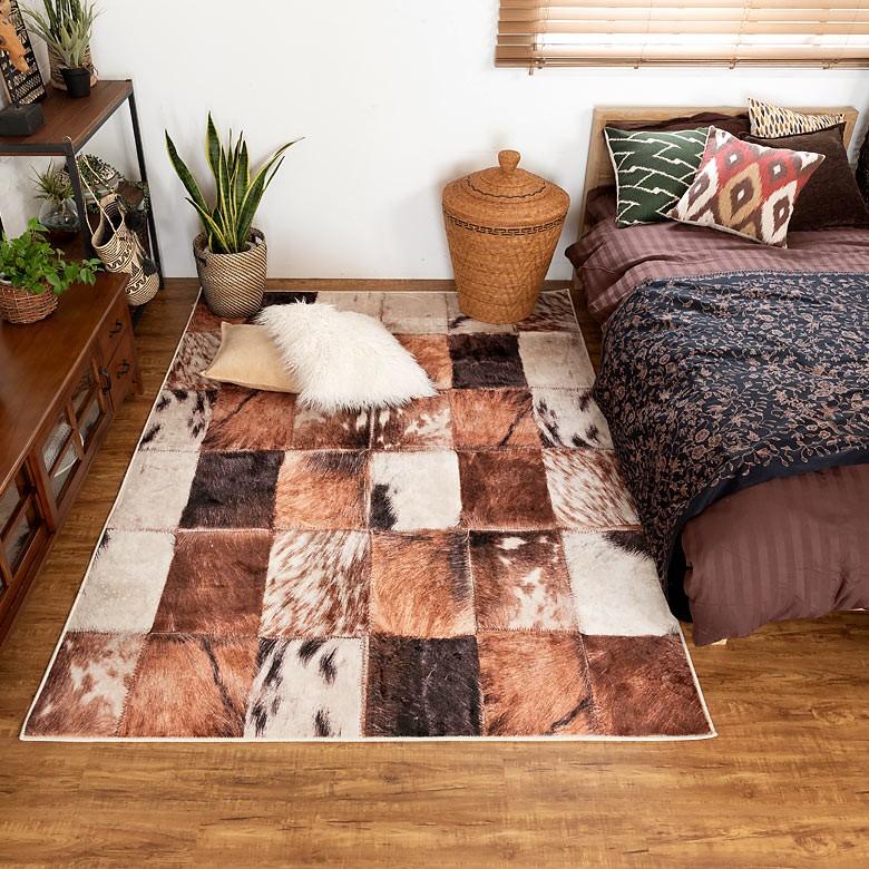 ラグ カーペット アニマル柄 約160cmx230cm 絨毯 毛皮 ブラウン 高級 ラグジュアリー ふわふわ おしゃれ 91363 | ブランド登録なし | 08
