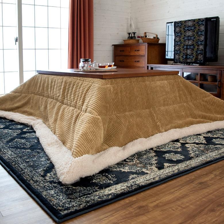 こたつ布団 正方形 約190×190cm 無地 ベージュ ブラウン コーデュロイ おしゃれ 掛け布団 カジュアル ボア 91364 | ブランド登録なし | 06