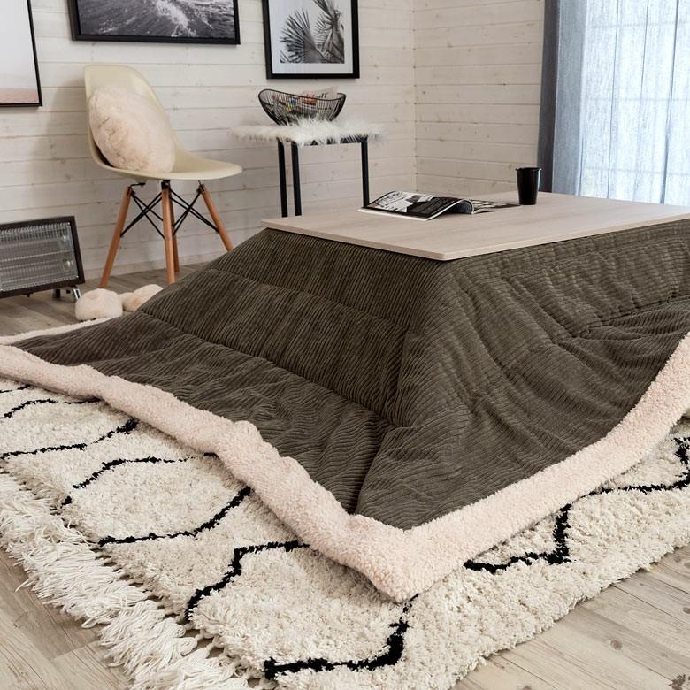 こたつ布団 正方形 約190×190cm 無地 グレー 灰色 コーデュロイ おしゃれ 掛け布団 カジュアル ボア 91365 | ブランド登録なし | 10