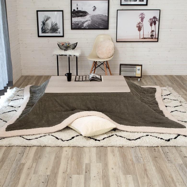 こたつ布団 長方形 約190×230cm グレー 掛け布団 こたつ コーデュロイ カジュアル フリース おしゃれ 洋風 北欧 91367 | ブランド登録なし | 04