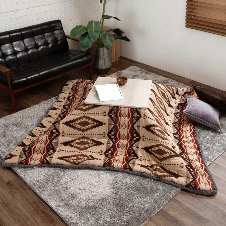 こたつ布団 正方形 約190×190cm オルテガ調 掛け布団 こたつ カジュアル カラフル ネイティブ おしゃれ 洋風 北欧 91369 | ブランド登録なし | 03