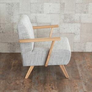 ソファ 1人掛け アーム付き 木製 コットン  幅61×奥行66 アームチェア 肘掛付き ライトグレー 天然木 シンプル ナチュラル 91379 | 東谷 | 02