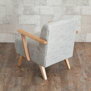 ソファ 1人掛け アーム付き 木製 コットン  幅61×奥行66 アームチェア 肘掛付き ライトグレー 天然木 シンプル ナチュラル 91379 | 東谷 | 03