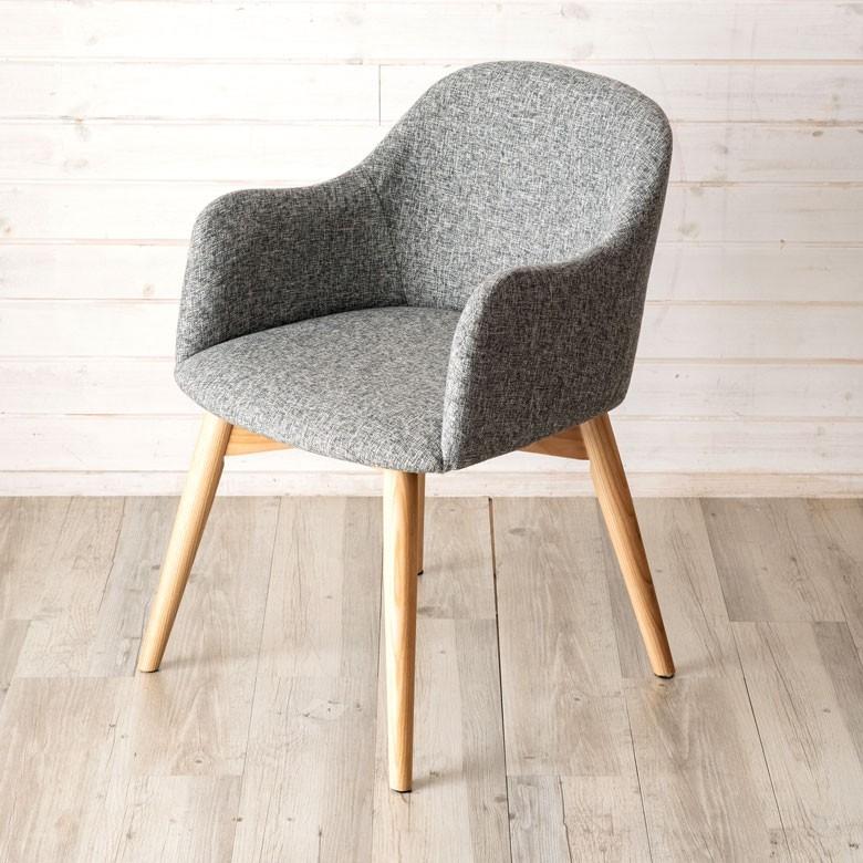 ナチュラルウッド アームチェア グレー チェア 肘掛付き グレー ブラウン ファブリック ダイニングチェア
