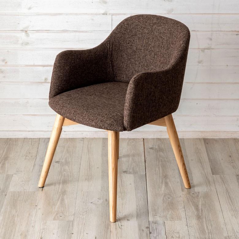 チェア 肘掛付き グレー ブラウン ファブリック ダイニングチェア 小さめ 天然木 ナチュラル イス ウッド シンプル 91384 | ブランド登録なし | 03