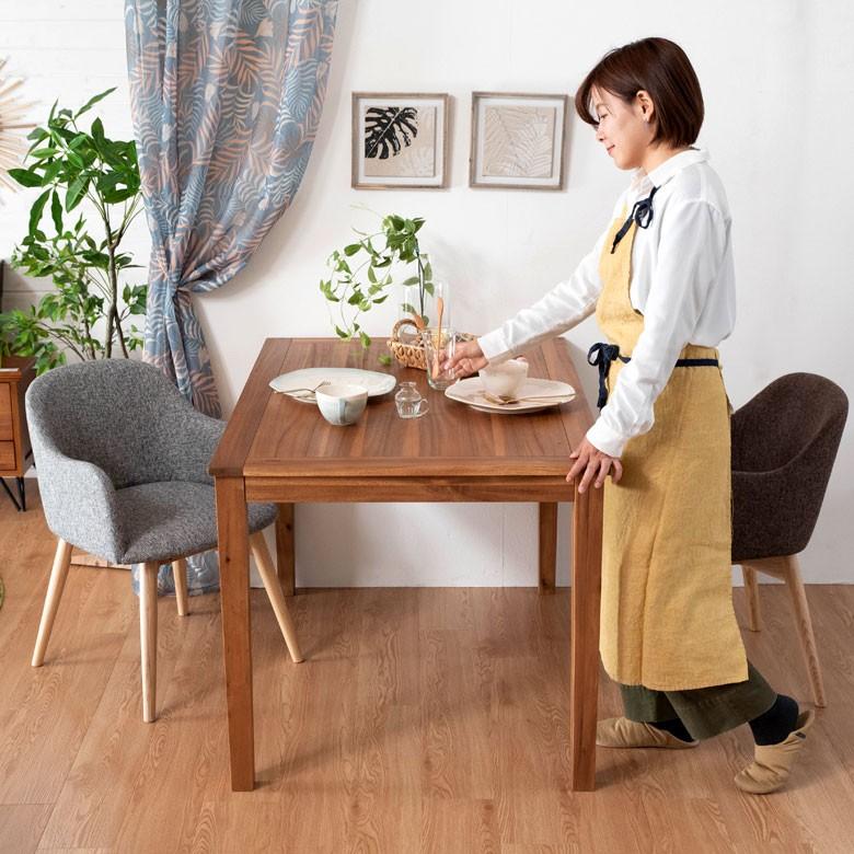 チェア 肘掛付き グレー ブラウン ファブリック ダイニングチェア