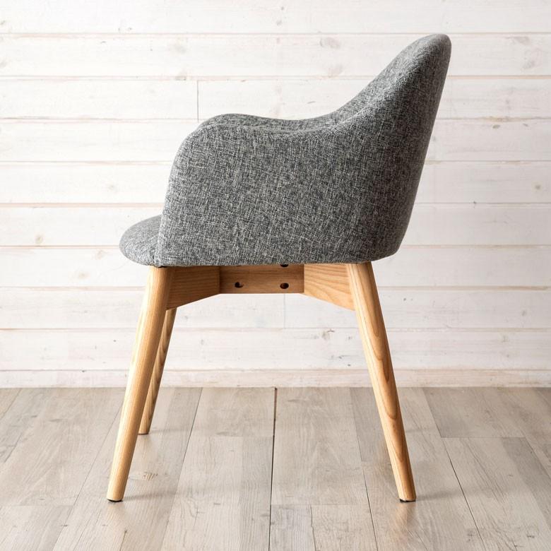 チェア 肘掛付き グレー ブラウン ファブリック ダイニングチェア 小さめ 天然木 ナチュラル イス ウッド シンプル 91384 | ブランド登録なし | 09