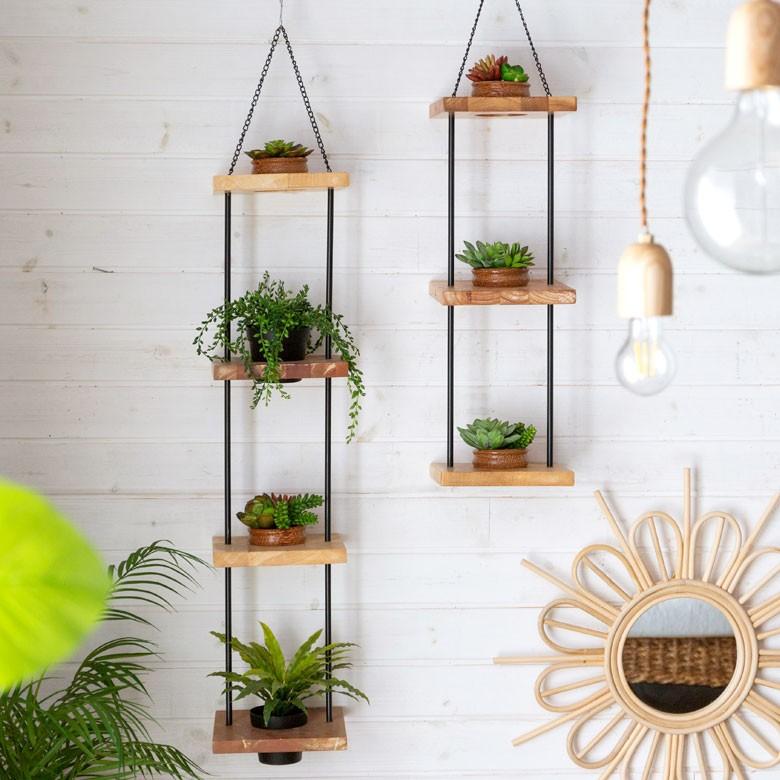 プランター ハンギング 吊るす 木製 アイアン 4鉢 ウォール 観葉植物 グリーン ウッド ディスプレイ おしゃれ 91388 | ブランド登録なし | 03