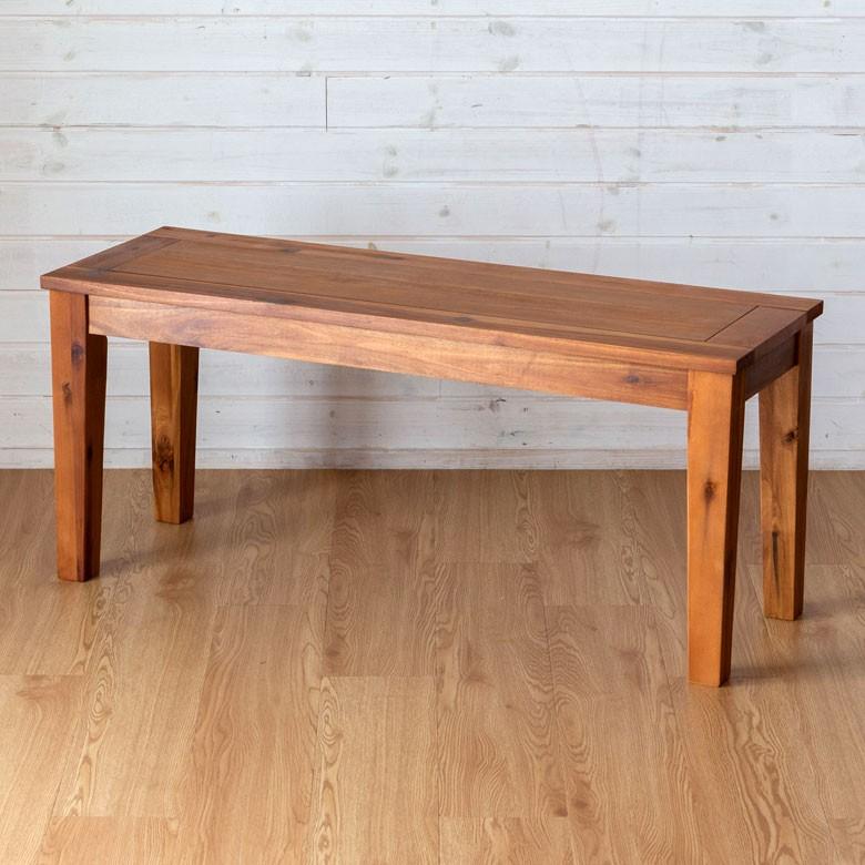 ベンチチェア 木製 ダイニングチェア 長方形 二人掛け ブラウン 男前 天然木 食卓 おしゃれ ナチュラル アカシア 91389 | ブランド登録なし | 01