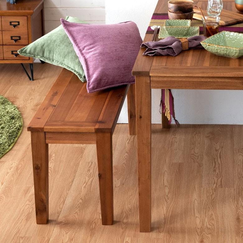 ベンチチェア 木製 ダイニングチェア 長方形 二人掛け ブラウン 男前 天然木 食卓 おしゃれ ナチュラル アカシア 91389 | ブランド登録なし | 05