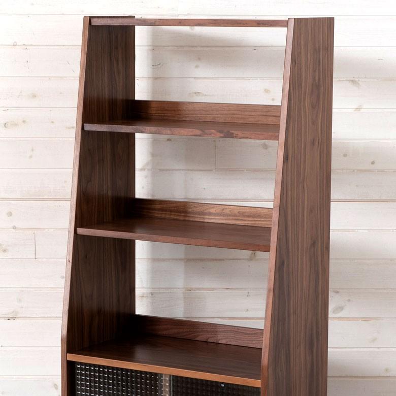 シェルフ 木製 ガラス扉 ３段 脚付き 収納棚 引き戸 高さ144cm 幅64cm 本棚 おしゃれ 天然木 91396 | ブランド登録なし | 03