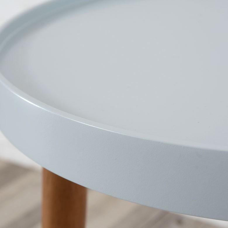 テーブル 円形 木製 直径35cm ホワイト トレー コーヒーテーブル サイドテーブル おしゃれ レトロ インテリア 天然木 91400 | ブランド登録なし | 06