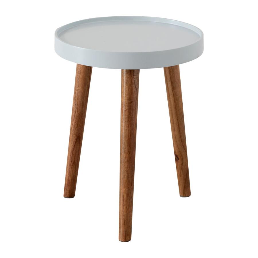 テーブル 円形 木製 直径35cm ホワイト トレー コーヒーテーブル サイドテーブル おしゃれ レトロ インテリア 天然木 91400 | ブランド登録なし | 08