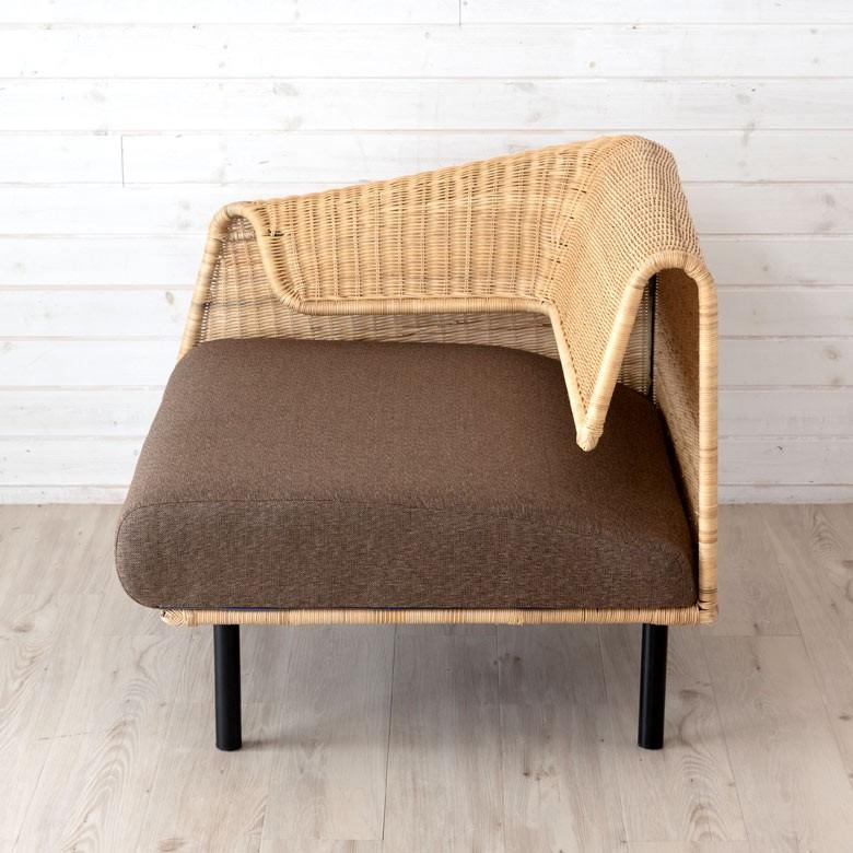 ソファ ソファー ローソファー L字型 1人掛け 連結で2人掛け3人掛け 2WAY 夏 ラタン アジアン ブラウン 脚付き 脚取り外し可 91421 | ブランド登録なし | 17