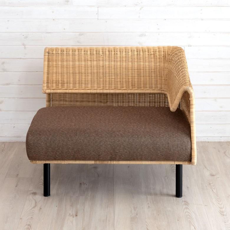 ソファ ソファー ローソファー L字型 1人掛け 連結で2人掛け3人掛け 2WAY 夏 ラタン アジアン ブラウン 脚付き 脚取り外し可 91422 | ブランド登録なし | 18