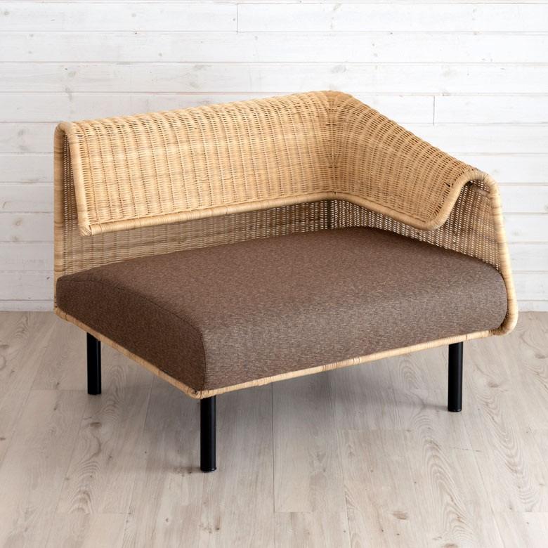 ソファ ソファー ローソファー L字型 1人掛け 連結で2人掛け3人掛け 2WAY 夏 ラタン アジアン ブラウン 脚付き 脚取り外し可 91422 | ブランド登録なし | 02