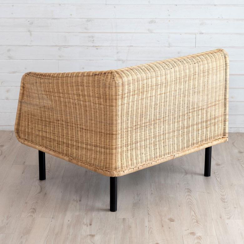 ソファ ソファー ローソファー L字型 1人掛け 連結で2人掛け3人掛け 2WAY 夏 ラタン アジアン ブラウン 脚付き 脚取り外し可 91422 | ブランド登録なし | 06