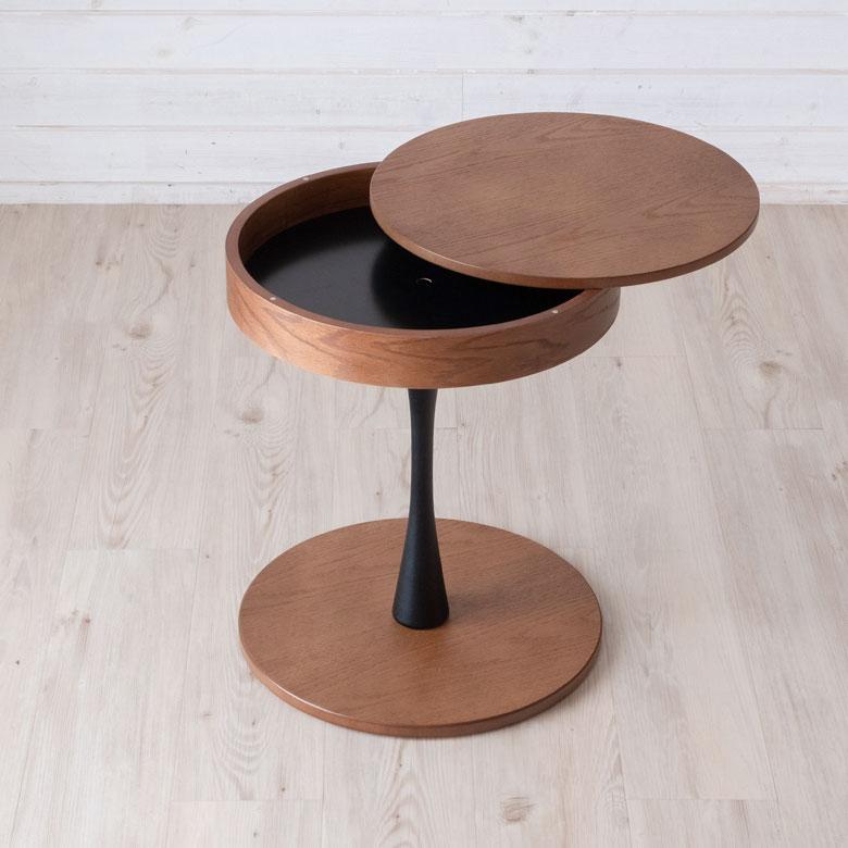 サイドテーブル ラウンドテーブル 木製 収納付き 直径40cm 高さ49cm オーク シンプル モダン ナチュラル ブラック おしゃれ 91436 | ブランド登録なし | 05