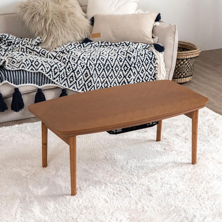 こたつテーブル 90×50cm 長方形 センターテーブル ローテーブル リビングテーブル コーヒーテーブル コタツテーブル ブラウン 木目 家具調こたつ 91440 | ブランド登録なし | 02