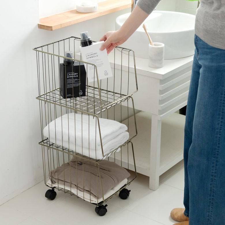 ラック 3段 ワゴン スチール製 キッチンワゴン キャスター付き シンプル インダストリアル 書類入れ デスク周り ランドリー 収納 収納家具 本棚 可動式 91464 | ブランド登録なし | 16