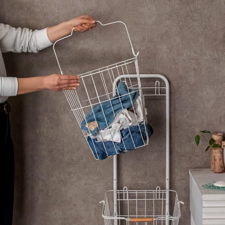 ラック 3段 ワゴン スチール製 キッチンワゴン キャスター付き シンプル ランドリー 取り外し可能 ワイヤー バスケット 収納 収納家具 選択カゴ 91472 | ブランド登録なし | 03