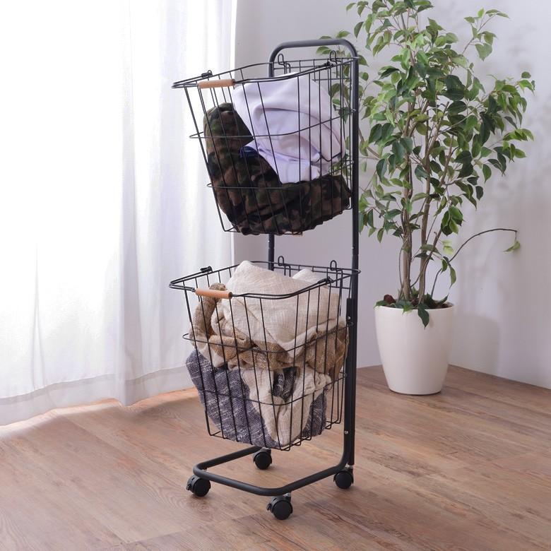 ラック 3段 ワゴン スチール製 キッチンワゴン キャスター付き シンプル ランドリー 取り外し可能 ワイヤー バスケット 収納 収納家具 選択カゴ 91472 | ブランド登録なし | 16