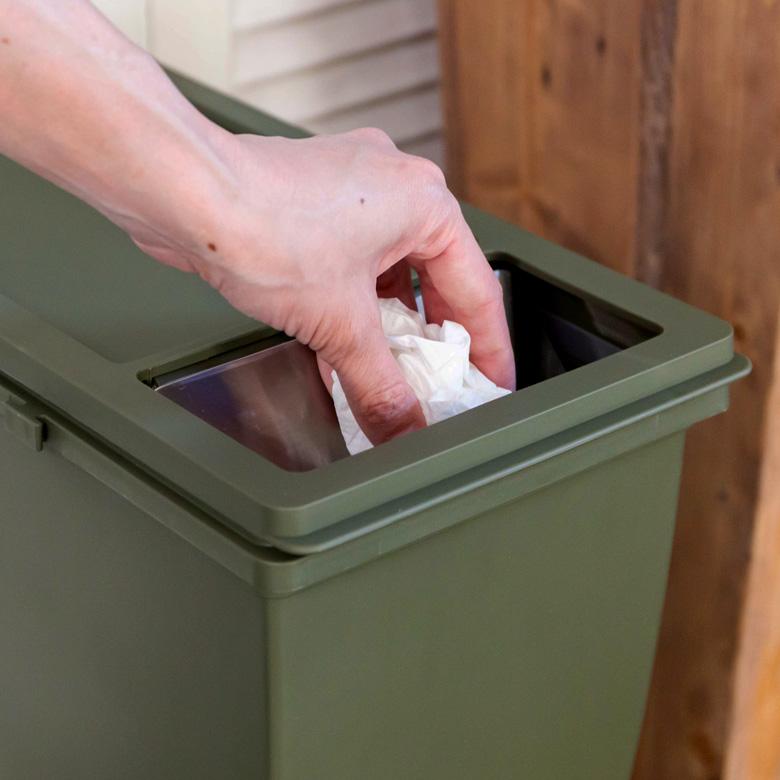 ダストボックス プッシュ式 スリムコンテナ ポリプロピレン 連結 キャスター付き スリムタイプ 20リットル 無地 スタイリッシュ 男前 キッチン 91474 | 東谷 | 15