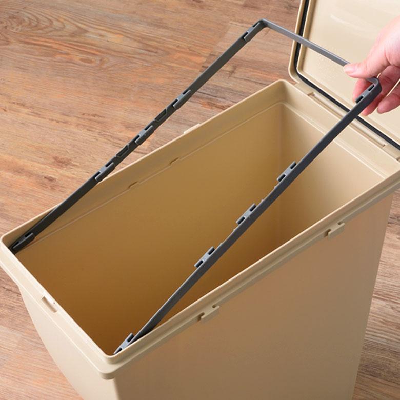 ダストボックス プッシュ式 スリムコンテナ ポリプロピレン 連結 キャスター付き スリムタイプ 20リットル 無地 スタイリッシュ 男前 キッチン 91474 | 東谷 | 17