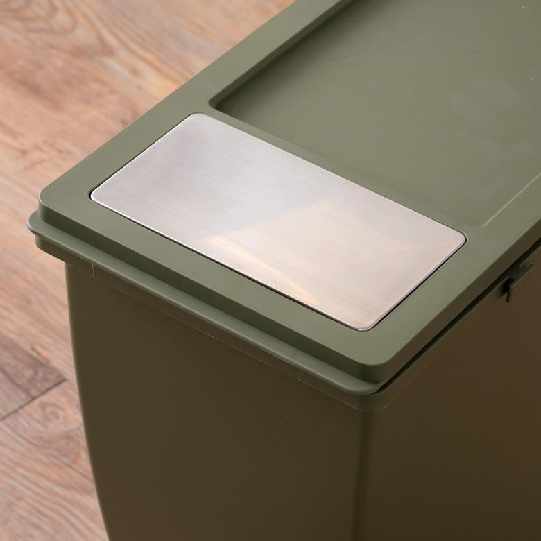ダストボックス プッシュ式 スリムコンテナ ポリプロピレン 連結 キャスター付き スリムタイプ 20リットル 無地 スタイリッシュ 男前 キッチン 91474 | 東谷 | 20