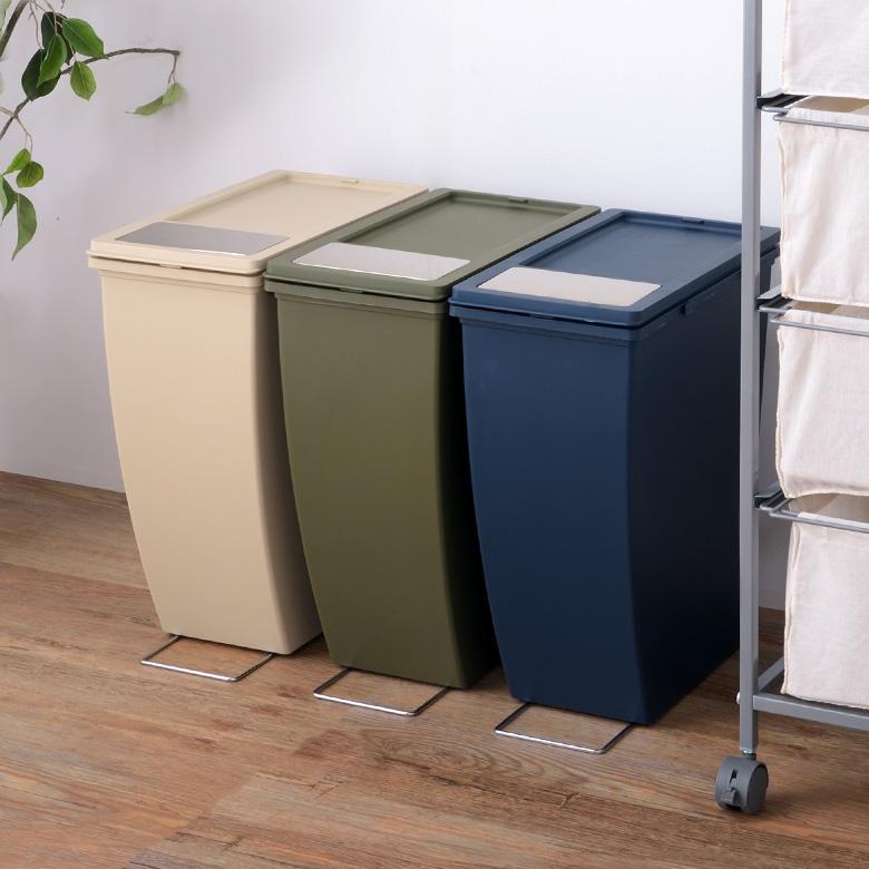 ダストボックス プッシュ式 スリムコンテナ ポリプロピレン 連結 キャスター付き スリムタイプ 20リットル 無地 スタイリッシュ 男前 キッチン 91474 | 東谷 | 21