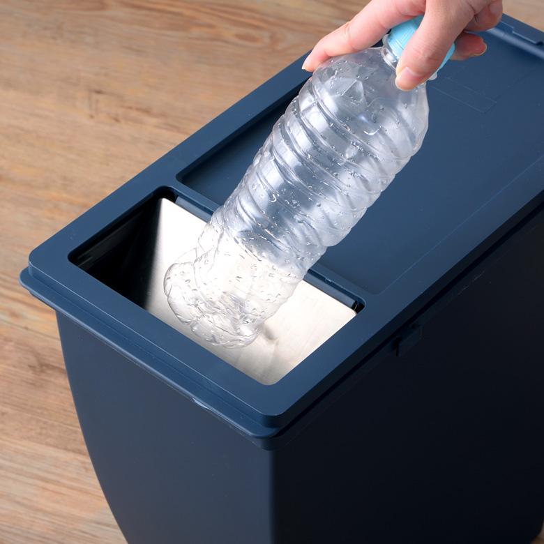 ダストボックス プッシュ式 スリムコンテナ ポリプロピレン 連結 キャスター付き スリムタイプ 20リットル 無地 スタイリッシュ 男前 キッチン 91474 | 東谷 | 08