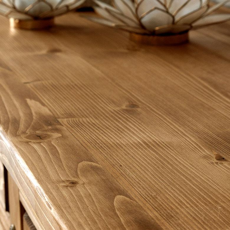 サイドボード 木製 引出し付き リビングボード 収納 天然木 ウッド パイン 引出し４杯 稼働棚 ナチュラル カントリー アンティーク調 リビング 91475 | ブランド登録なし | 01