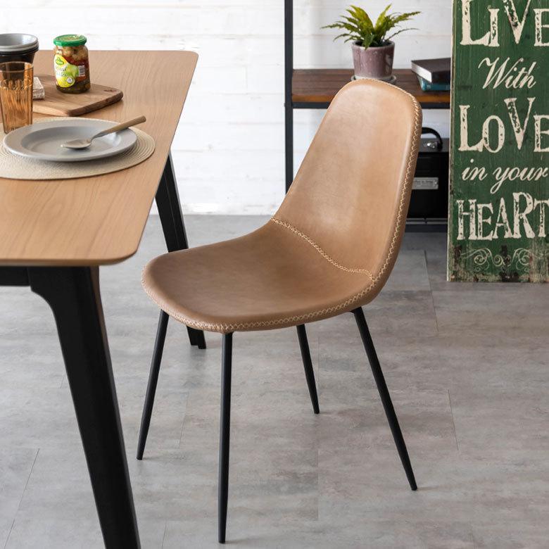 チェア スチール 座面高 45cm ダイニングチェア イス いす 椅子 レザー調 アイアン 革 合成皮革 ナチュラル シンプル ミッドセンチュリー 北欧 1人掛け 91482 | ブランド登録なし | 03