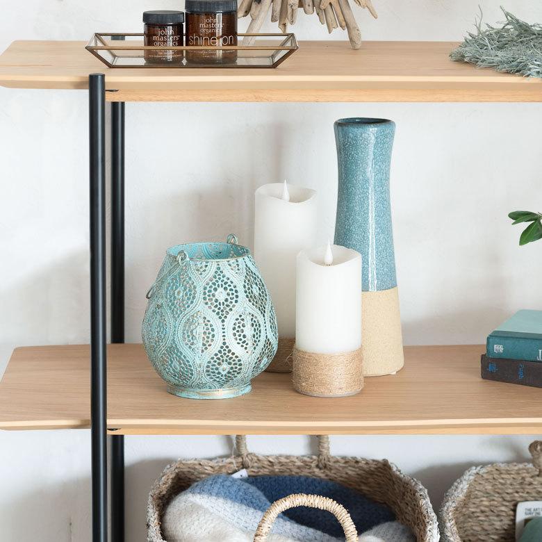 シェルフ 棚 3段 オープンシェルフ 天然木 スチール ナチュラル ブラウン W108cm シンプル 収納 91483 | ブランド登録なし | 18