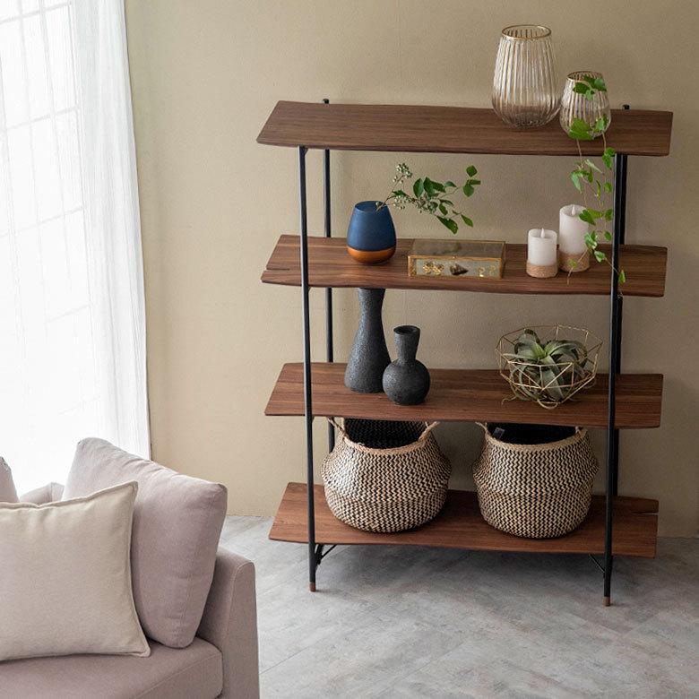 ブラウン　4段　引き出し　ウッドシェルフ　ハンドメイド　家具 ブラウン 4段 引き出し ウッドシェルフ ハンドメイド 家具