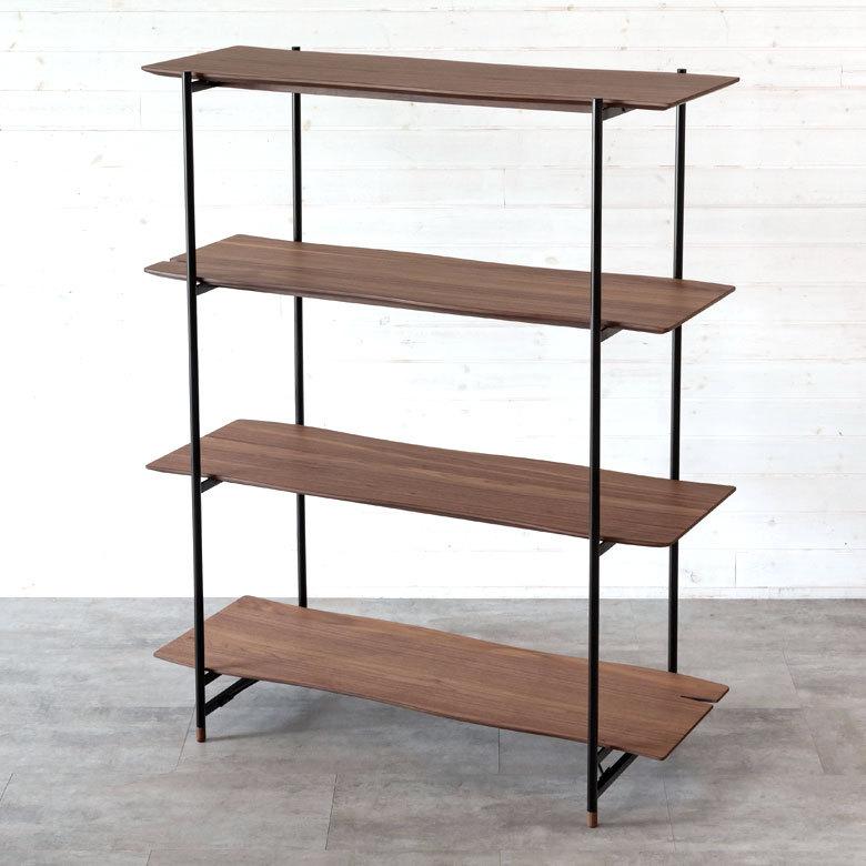 シェルフ 棚 4段 オープンシェルフ 天然木 スチール ナチュラル