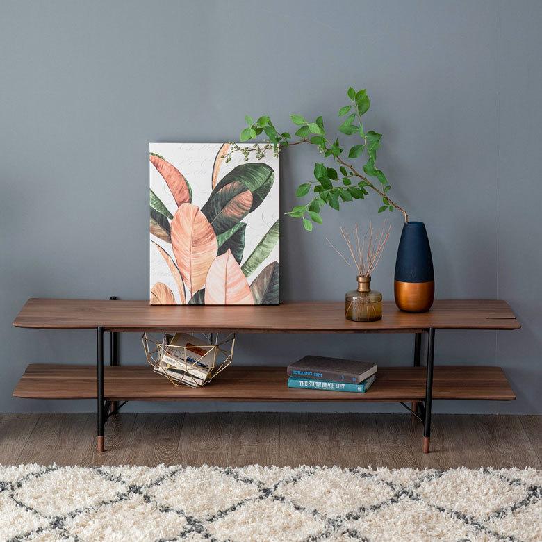 東谷 TV ロー ボード 木製 スチール ナチュラル ブラウン W