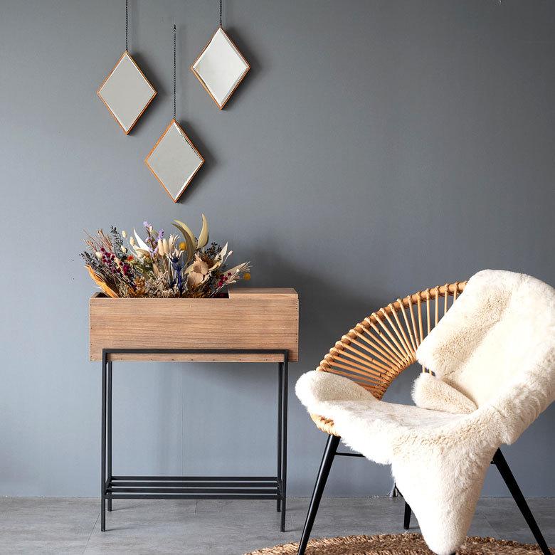 ミラー 鏡 ひし形 木 飛散防止 ３個セット ダイヤ 天然木 ミンディ チェーン付き 飛散防止ミラー 壁掛け 吊り下げ ３パーツ ３連 アンティーク調 91488 | ブランド登録なし | 06