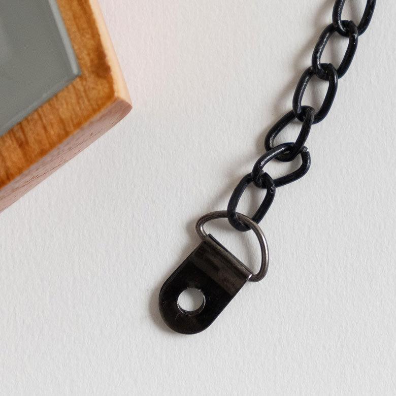 ミラー 鏡 ひし形 木 飛散防止 ３個セット ダイヤ 天然木 ミンディ チェーン付き 飛散防止ミラー 壁掛け 吊り下げ ３パーツ ３連 アンティーク調 91488 | ブランド登録なし | 09