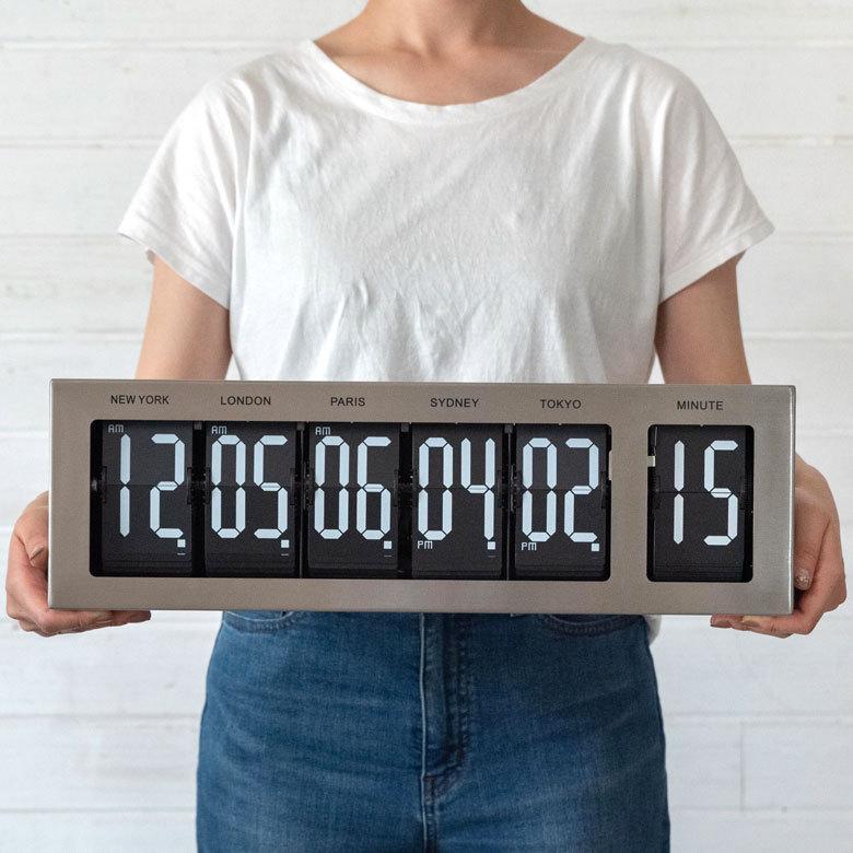 置き時計 フリップクロック 時計 世界時計 機械式 フリップ式 パタパタ時計 壁掛け 置時計 2WAY 大きめ デジタル ワールド時計 レトロ インダストリアル 91489 | ブランド登録なし | 04