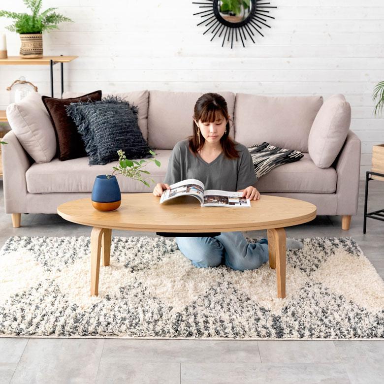 こたつ コタツ テーブル オーバル メラミン樹脂  W 120  D 60 ナチュラル ブラウン こたつ本体 コタツ本体 センターテーブル 木目調 シンプル おしゃれ 91493 | ブランド登録なし | 21