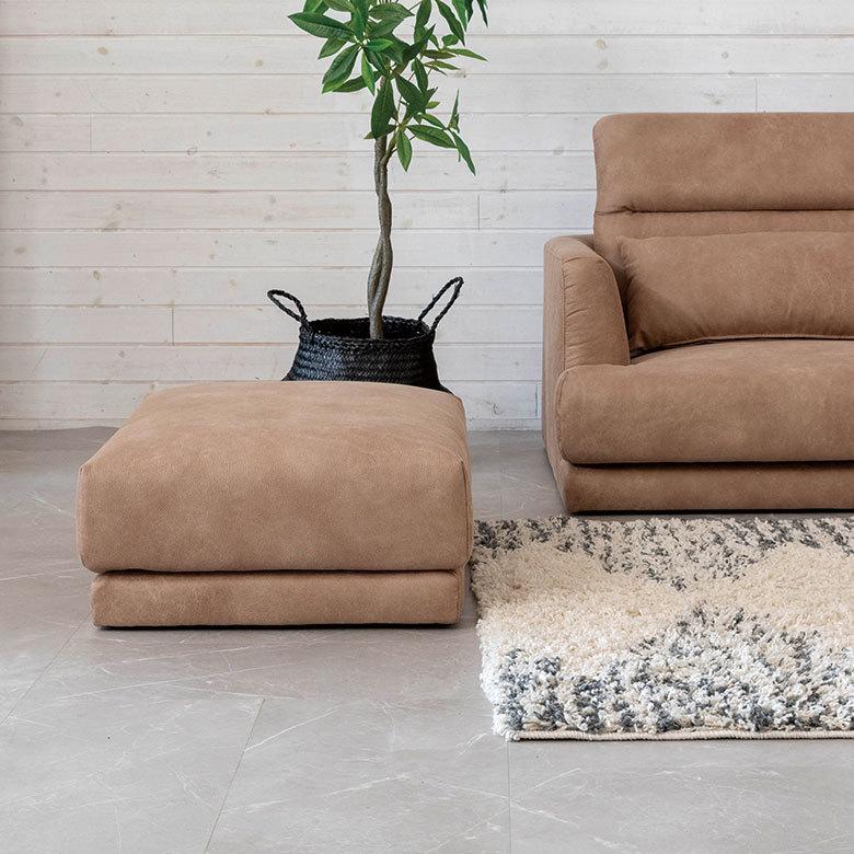 オットマン 足置き クロスレザー ポリエステル 正方形 幅約77cm  合皮 スツール フットレスト 91497 | 東谷 | 12