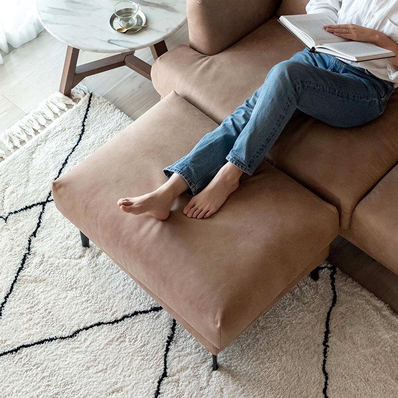 オットマン 足置き クロスレザー ポリエステル 正方形 幅約77cm  合皮 スツール フットレスト 91497 | 東谷 | 14