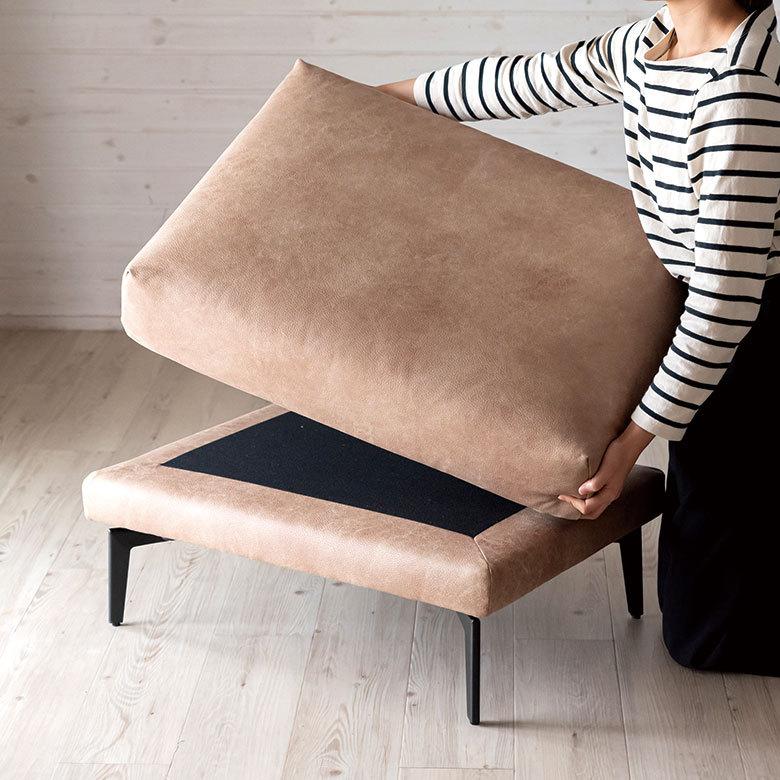 オットマン 足置き クロスレザー ポリエステル 正方形 幅約77cm  合皮 スツール フットレスト 91497 | 東谷 | 17