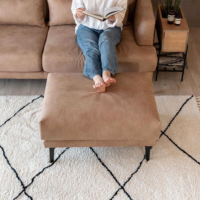 オットマン 足置き クロスレザー ポリエステル 正方形 幅約77cm  合皮 スツール フットレスト 91497 | 東谷 | 20