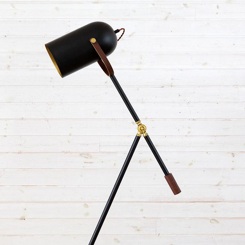 フロア ライト スタンド 高さ 角度 調節 電球 ブラック ゴールド ランプ E26 60W エジソン球 スポット 直径15cm 筒形シェード おしゃれ ホテル リゾート 91499 | 東谷 | 14