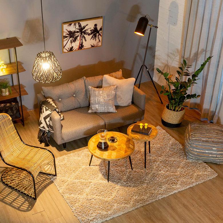 フロア ライト スタンド 高さ 角度 調節 電球 ブラック ゴールド ランプ E26 60W エジソン球 スポット 直径15cm 筒形シェード おしゃれ ホテル リゾート 91499 | 東谷 | 05