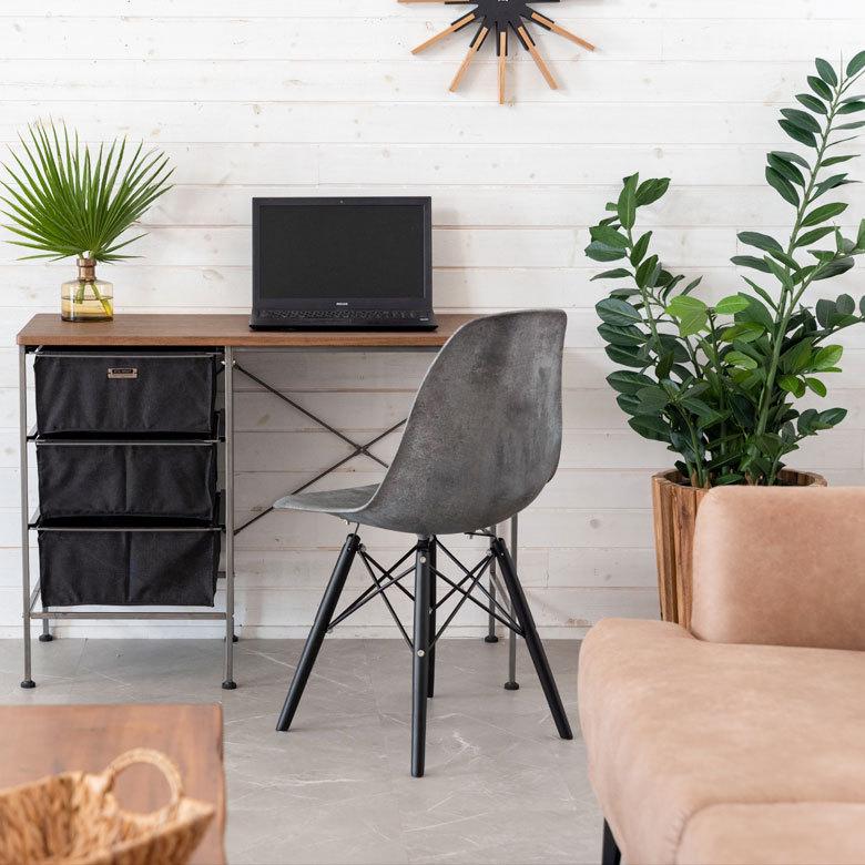 デスク 机 スチール 引き出し付き W 100 × D 45 木目 ブラック ワークデスク ファブリック コンパクト 省スペース 奥行き浅め 91501 | ブランド登録なし | 11